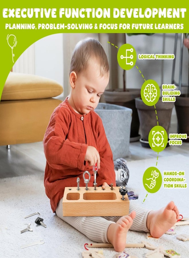 TenFans Montessori Busy Board for Toddlers 3-5 Years, Wooden Screwdriver Activity Board, Fine Motor Skills & Sensory Development Toy, Preschool Learning & Travel - Image 4